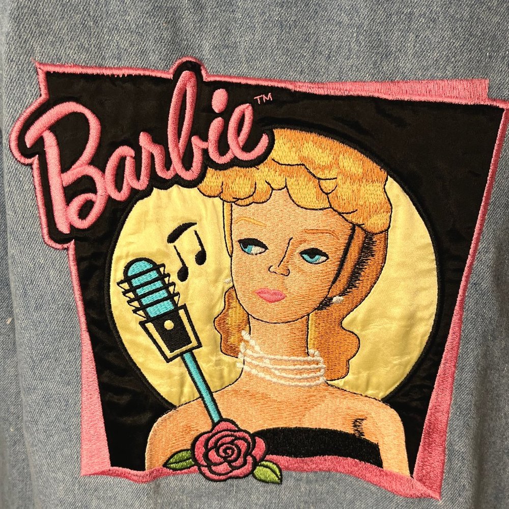 Vintage 90s Barbie Embroirdered Jerry Leigh Jean Jacket  Size Medium - Picture 4 of 8